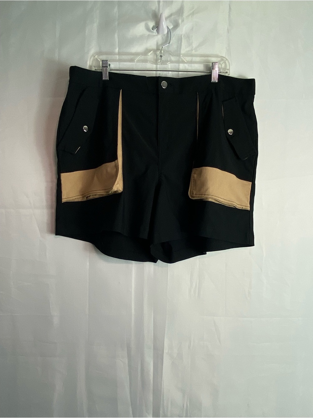 like an angel Black Cargo Shorts with Tan Pocket Panels